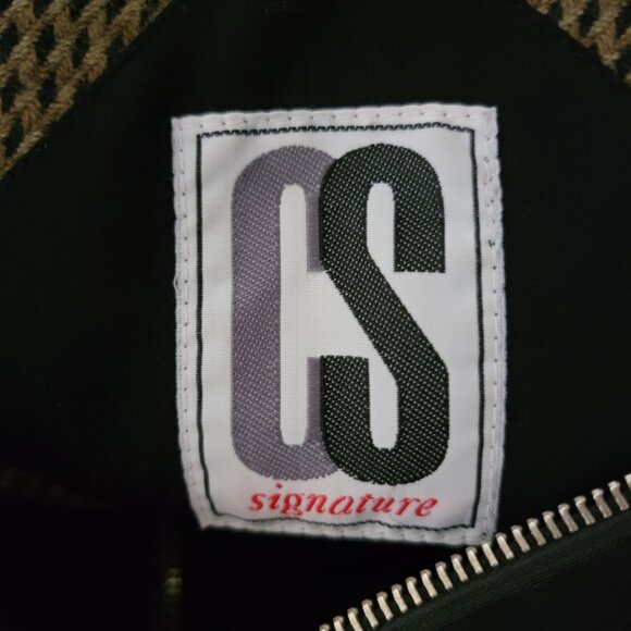 CS SIGNATURE Womens Windbreaker Coat Sz 1X Pockets Lined Button & Zip Black/Tan - Picture 3 of 16